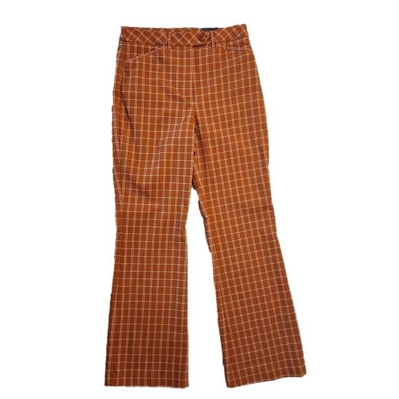 Versona Modern Bootcut Pants Sz: 8 NWT Orange Plaid Hippie 70s Hi Rise - Picture 12 of 16